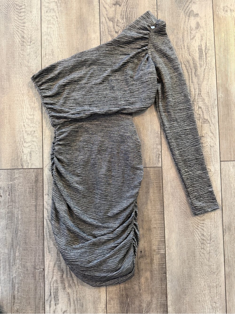 Forever 21 One-Shoulder Ruched Bodycon Dress in Heather Gray